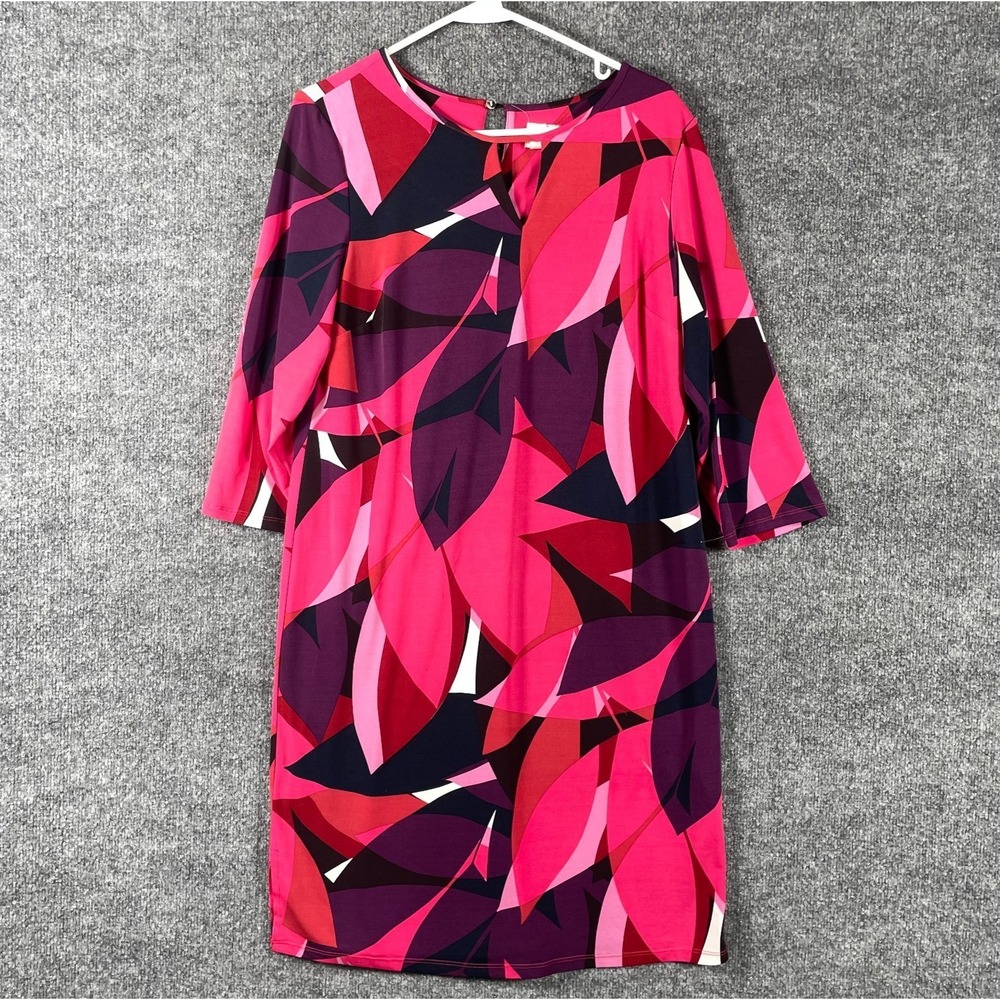 Chico's | Dresses | Chicos Dress Womens M Pink Purple Abstract Print Shift Flow Luxury Coastal